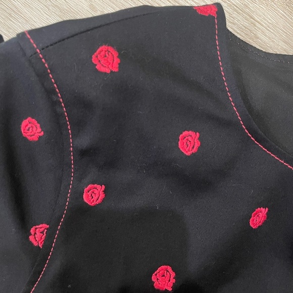 C/MEO Collective Anthropologie Black Pink Floral Rose Embroidered Mini Dress - Picture 8 of 11